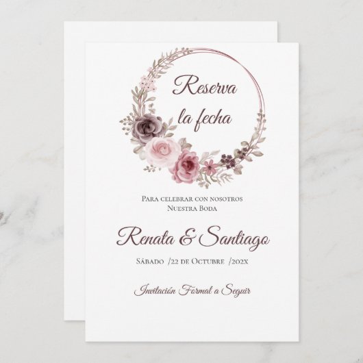 Carte Boho Wedding Enregistrer la date (Devant / Derrière)