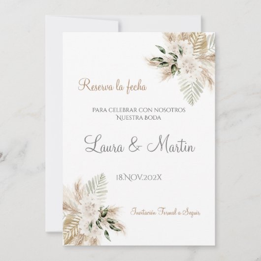 Carte Boho Wedding Enregistrer la date (Devant)