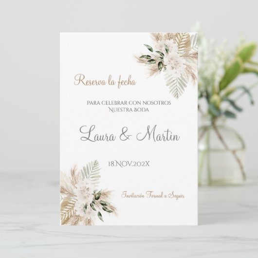 Carte Boho Wedding Enregistrer la date (Debout devant)