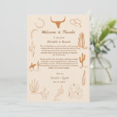 Carte Boho Western Bienvenue et merci note Mariage (Debout devant)