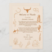 Carte Boho Western Bienvenue et merci note Mariage (Devant / Derrière)