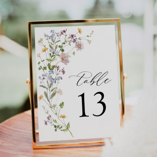 Carte Boho Whimsical Fleur sauvage Mariage Numéro de tab