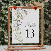 Carte Boho Whimsical Fleur sauvage Mariage Numéro de tab