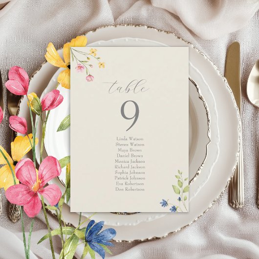 Carte Boho Wildflower Wedding Seating Chart
