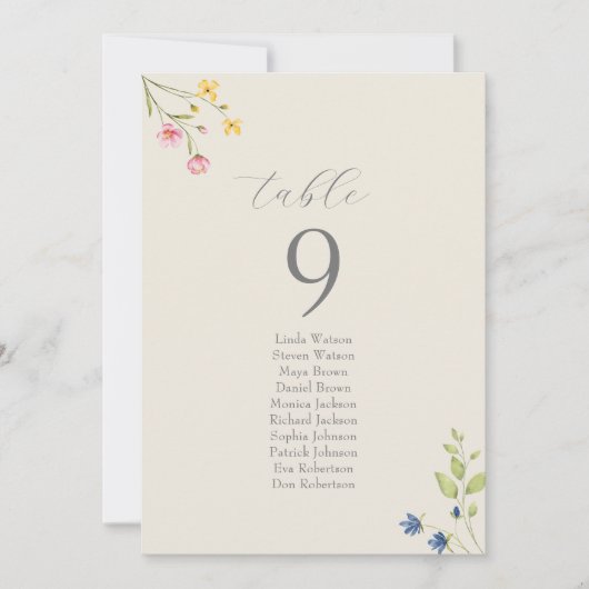 Carte Boho Wildflower Wedding Seating Chart (Devant)
