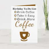 Carte Boire plus de café blanc marron anniversaire (Devant)
