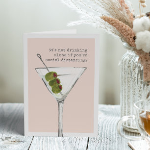 Carte Boire seul   Salutation amusante de distanciation 