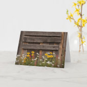 Carte Bois-Barnwood Rustique Avec Fleurs sauvages (Fleur jaune)