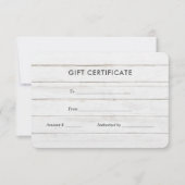 Carte Bois blanc rustique | Certificat cadeau (Devant)