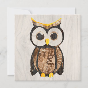 Carte Bois - Chouette - Wood Owl