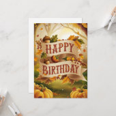 Carte Bois coloré automne automne heureux anniversaire (Devant/Arrière en situation)