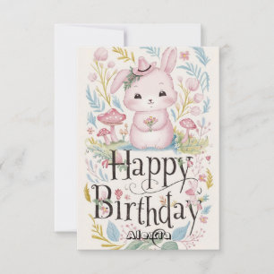 Carte Bois coloré Bunny Digital Anniversaire