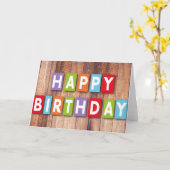 Carte Bois coloré désir d'anniversaire (Fleur jaune)
