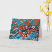 Carte Bois colorés rouges et bleus (Fleur jaune)