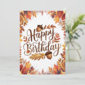 Carte Bois douillette automne automne heureux anniversai (Debout devant)