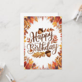 Carte Bois douillette automne automne heureux anniversai (Devant/Arrière en situation)