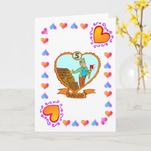Carte Bois du 5e anniversaire (Fleur jaune)
