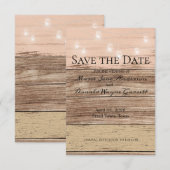 Carte Bois et lanternes roses rustiques (Devant / Derrière)