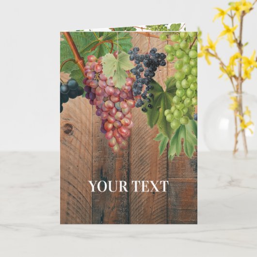 Carte Bois et raisins rustiques (Fleur jaune)