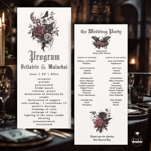 Carte Bois gothique moderne et floral de charbon