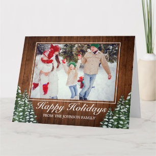 Carte Bois neigeux et forêt photo Joyeuses vacances Salu