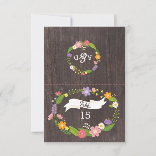 Carte Bois rustique Bohème Floral Mariage Wreath (Devant)