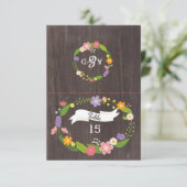 Carte Bois rustique Bohème Floral Mariage Wreath (Debout devant)