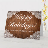 Carte Bois rustique & Dentelle Blanche Vacances Folle Sa (Fleur jaune)