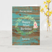 Carte Bois rustique et aquarelle Floral 52e anniversaire (Fleur jaune)