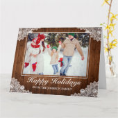 Carte Bois rustique et dentelle photo Joyeux voeux (Fleur jaune)