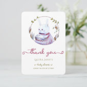 Carte Bois rustique mignon lapin Baby shower Merci (Debout devant)
