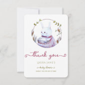 Carte Bois rustique mignon lapin Baby shower Merci (Devant)