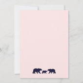 Carte Bois rustique Ours Bébé rose Baby shower fille (Dos)
