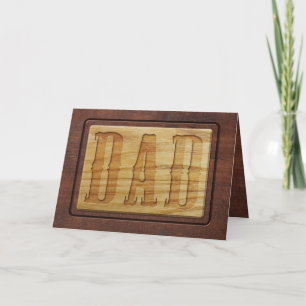 Carte Bois sculpté DAD Faux Fête des pères en bois