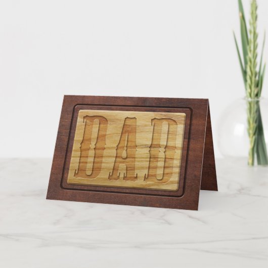 Carte Bois sculpté | DAD | Faux Fête des pères en bois (Devant)