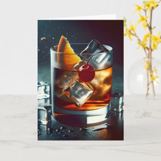 Carte Boisson à l'ancienne envie d'anniversaire (Fleur jaune)