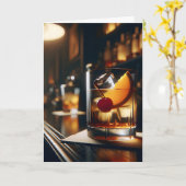 Carte Boisson à l'ancienne envie d'anniversaire (Fleur jaune)