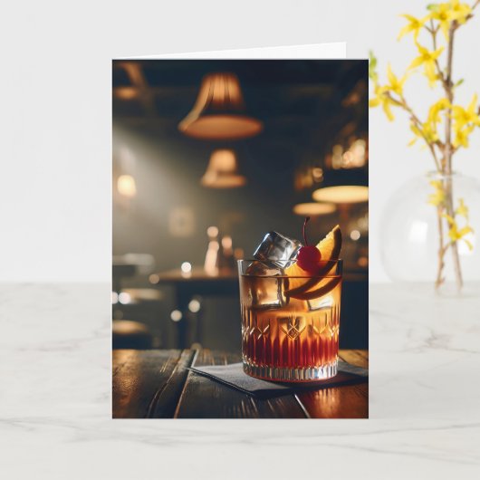 Carte Boisson à l'ancienne envie d'anniversaire (Fleur jaune)