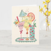 Carte Boissons Anniversaire (Fleur jaune)