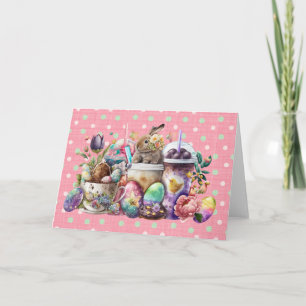 Carte Boissons de café aquarelle de lapin de Pâques