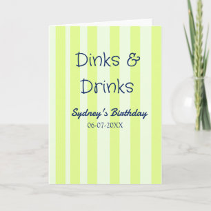 Carte boissons & verres rayé vert anniversaire nom date