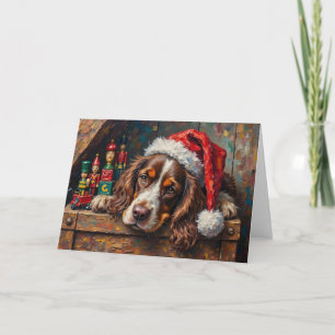 Carte Boîte à jouets de Noël vintage pour chien Cocker S