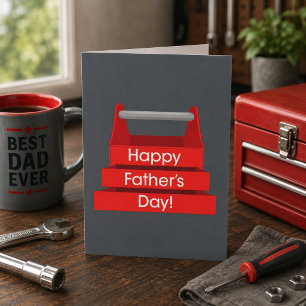 Carte Boîte à outils amusante pour la fête des pères rou