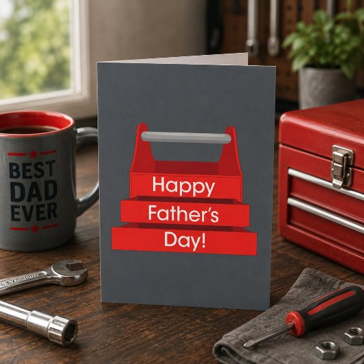 Carte Boîte à outils amusante pour la fête des pères rou