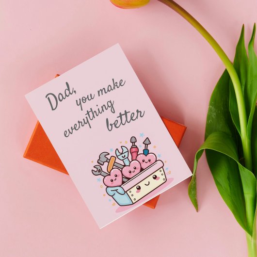 Carte Boîte à outils mignonne Kawaii pour la fête des pè