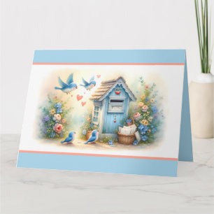 Carte Boîte aux lettres Bleue de l'Amour Cottagecore