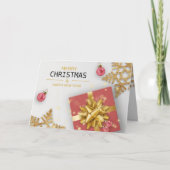 Carte Boîte cadeau rouge boules de Noël Gold Snowflakes (Devant)