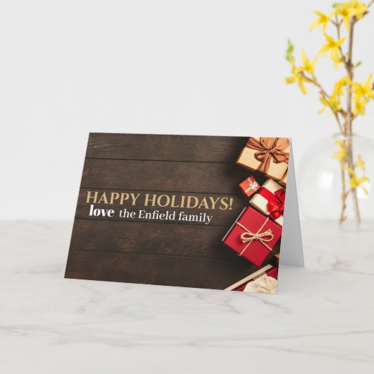 Carte Boîte cadeau rustique, Noël (Fleur jaune)