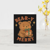 Carte Boîte de Cadeau d'Ours Rétro Mignon de Noël Beary (Fleur jaune)