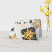 Carte Boîte de cadeau noire Boules de Noël Flocons de ne (Fleur jaune)
